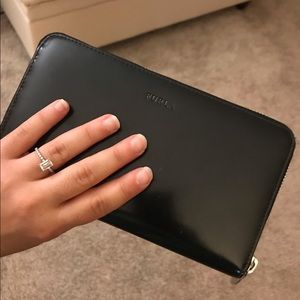 Furla Black Patent Leather Clutch Wallet